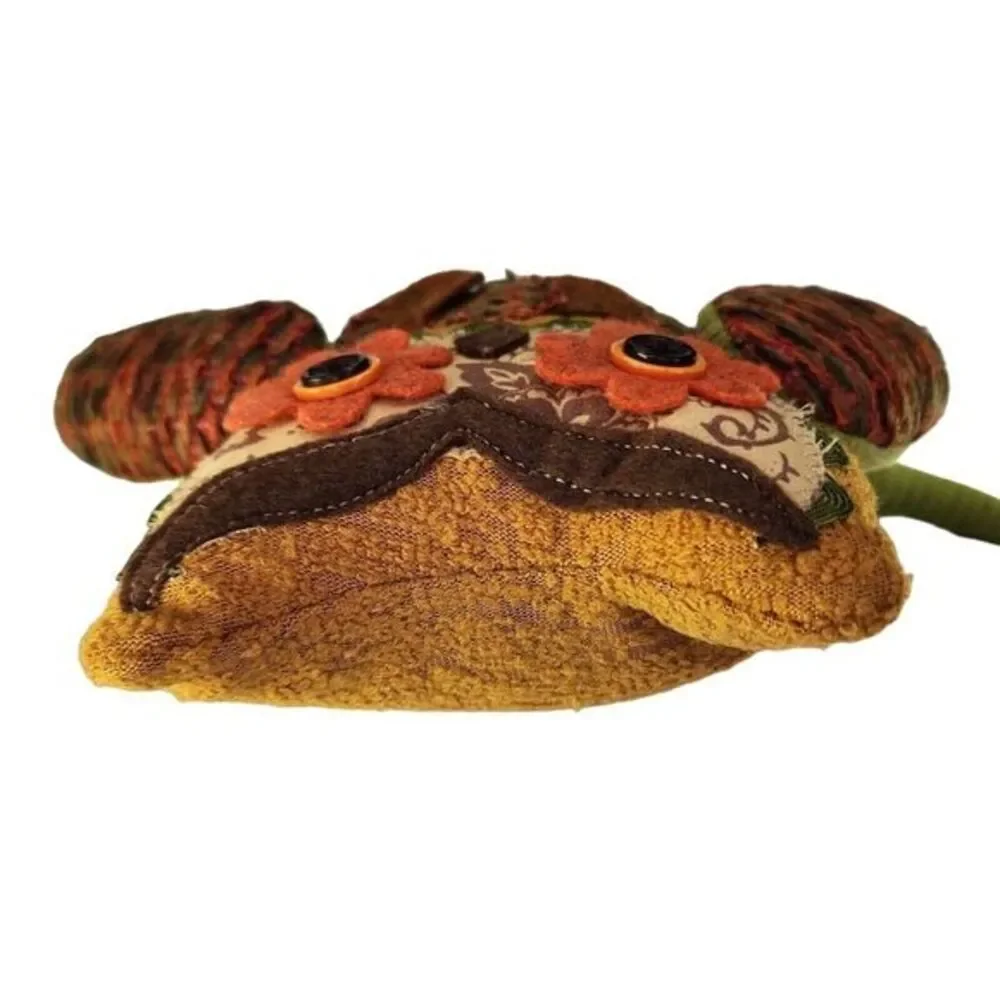 Decorative Felt Owl Plush Long Leg Shelf‎ Sitter Autumn Colors Brown Home Decor